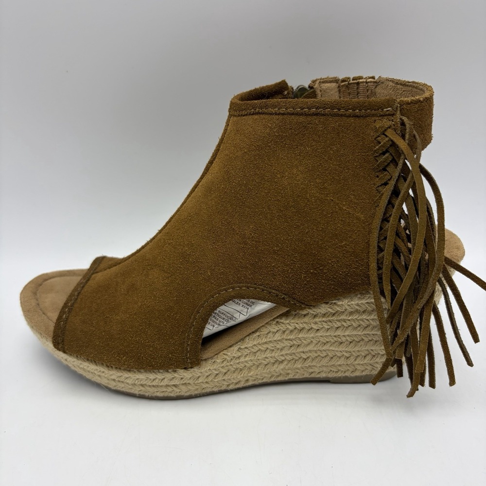 Wedge Espadrille Sandals Women 8 Blaire Brown Suede Leather Fringe Festival Boho
